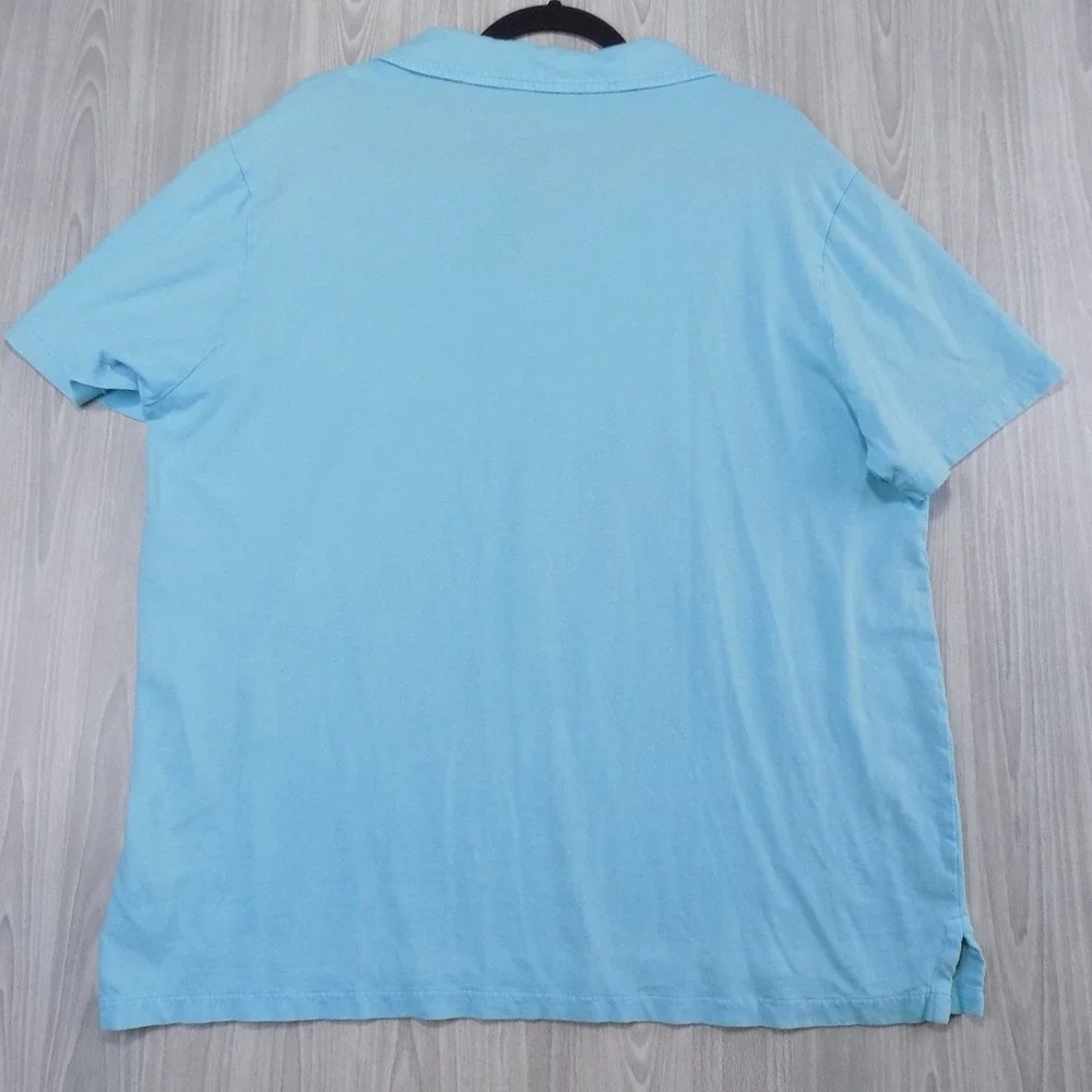 Polo Ralph Lauren Mens XL Light Blue Cotton Linen Short Sleeve Pocket Polo Shirt